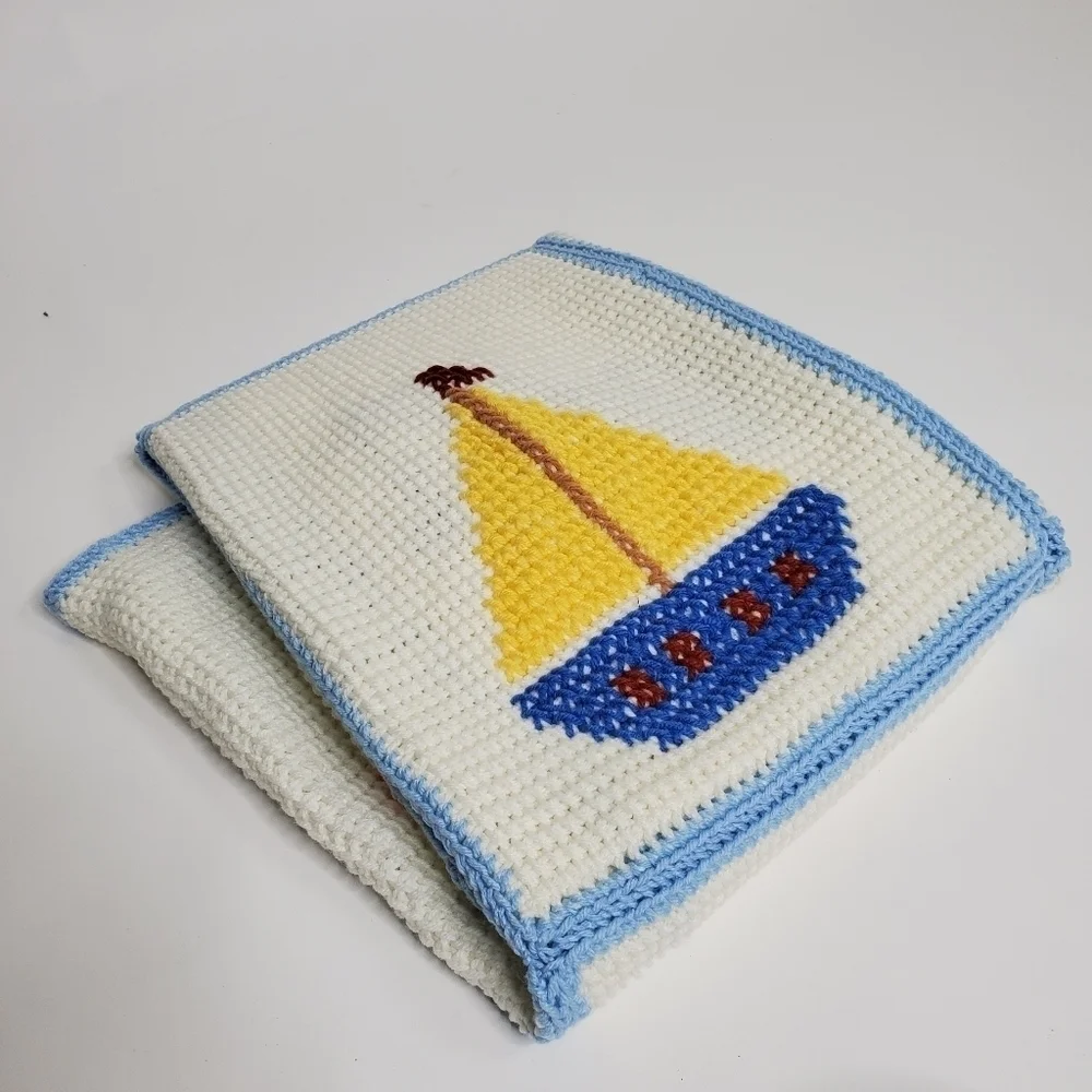 Handmade Grannycore baby blanket bold colors